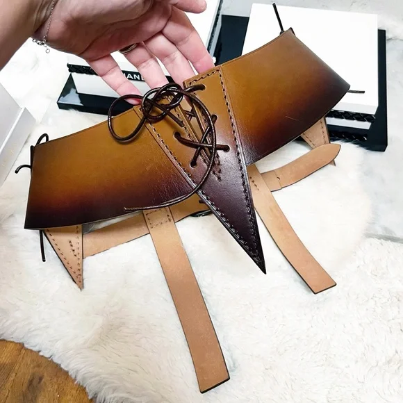 Authentic TOM FORD Rare RUNWAY Corset Strappy Brown Belt - Picture 8 of 14